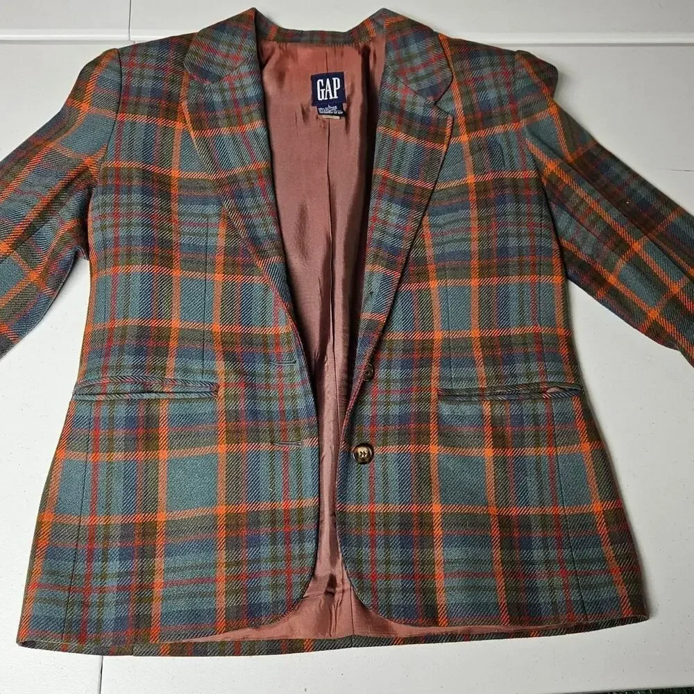 Vtg 80s gap plaid gap blazer large